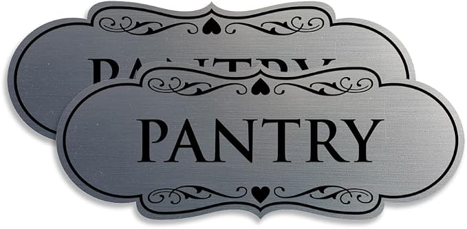 Designer Pantry Sign (Brushed Silver) - Medium (2 Pack) by SignsByLITA