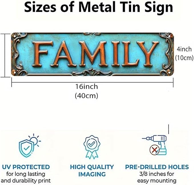 Bar Sign Bar Gifts Vintage Metal Wall Decor Sign "FAMILY" Street Sign Funny Man Cave Decor Accessories for Home, Bar, Bathroom, Bedroom Unique Retro Tin Signs for Outdoor 4 X 16 inches - Image 4