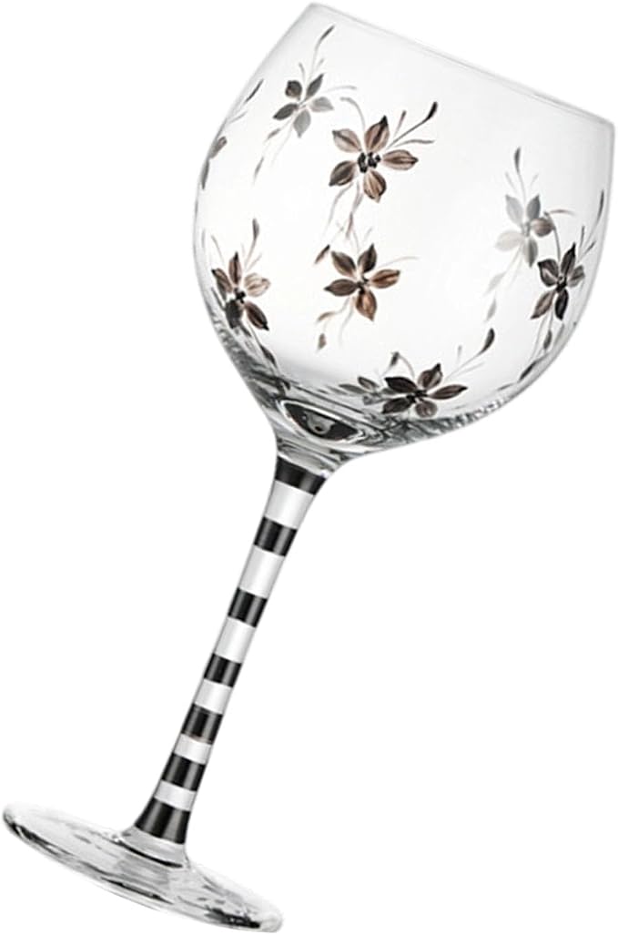 Hand Painted Red Wine Glass Feathered/Flower Pattern Champagne Cup for Restaurant Large Capacity Glassware Hand Daubed Wine Glass - Image 6