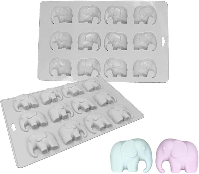 12 Cavities Elephant Chocolate Candy Silicone Mold Gummy Fat Bomb Mould Resin Clay Mini Soap Crayon Mold Ice Cube Tray Cake Cookie Baking Pan for Baby Shower - Image 5