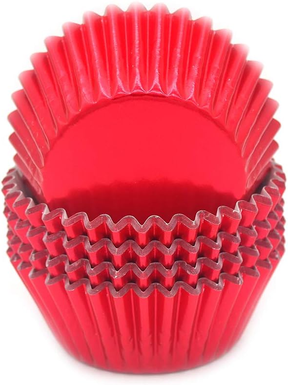 Standard Red Foil Cupcake Liners Muffin Baking Cups for Party and More, 100-Count by Mombake