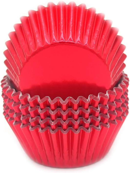 Standard Red Foil Cupcake Liners Muffin Baking Cups for Party and More, 100-Count by Mombake