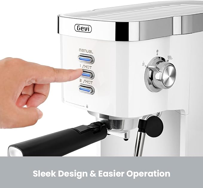 Gevi Espresso Machine 20 Bar High Pressure,Compact Espresso Maker with Milk Frother Steam Wand,Cappuccino,Latte Maker with Adjustable Shot Volume for Home,Gift for Mom and Dad