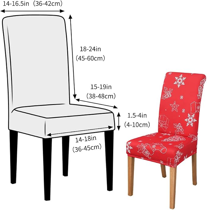 FORCHEER Dining Room Chair Covers 4 Chirsmas Stretch Kitchen Chair Slipcovers Set of 4 Washable- Christmas Red - Image 5