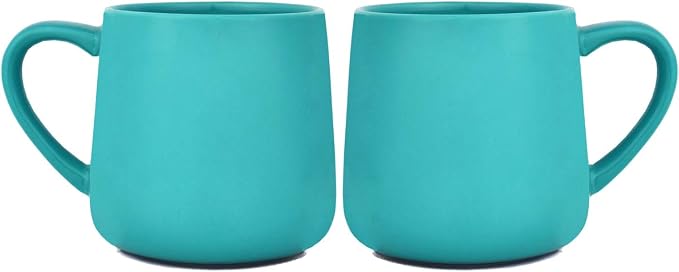 Bosmarlin Glossy Ceramic Coffee Mug Set of 2, Tea Cup for Office and Home, 18 oz, Suitable for Dishwasher and Microwave(Aquamarine, 2) by Bosmarlin