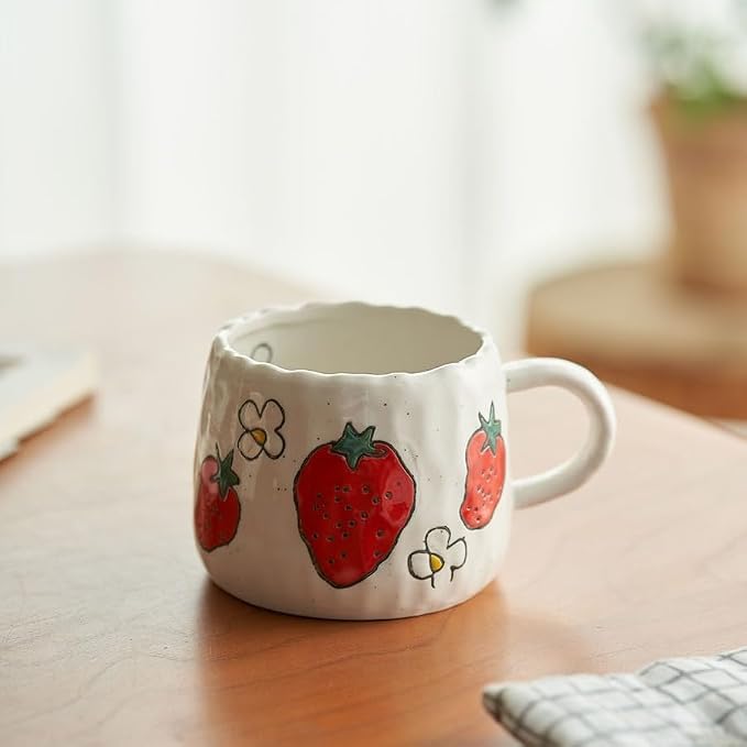 Coffee Mug 12oz Summer Cute Ceramic Cup with Handpainted Fruit Pattern, Lemon Tea Cup Gift for Coffee Lover, Birthday Gift for Latte Milk - Image 4