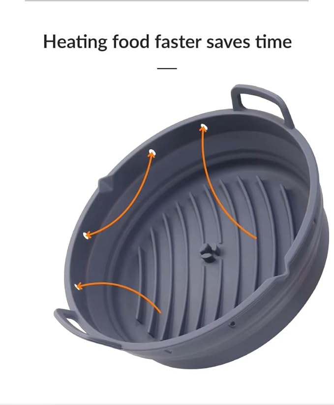 Reusable Silicone Air Fryer Liner –2pcs (Round+Square), Collapsible, Oil-Draining Design, Food-Grade, Non-Stick, Heat Resistant, Dishwasher Safe – Fits 5–8 QT Baskets (green)