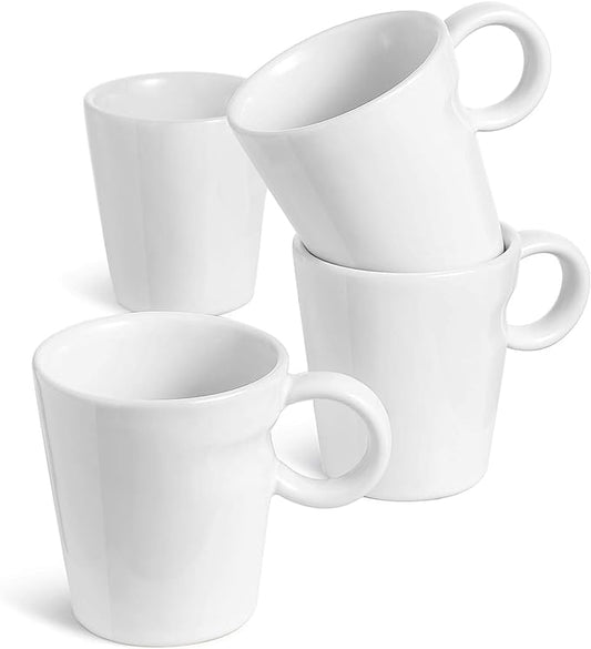 LE TAUCI 5 oz Espresso Mugs, Ceramic Small Stackable Coffee Cups, Designed for Double Shots of Espresso, Lungo and Tea, Perfect for Coffee Machine and Maker, Set of 4, White