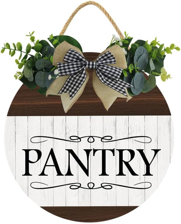 Uptell 11" Farmhouse Pantry Sign - Kitchen Pantry Sign, Round Wood Wall Hanging Plaque, Black, 11 Inch by Uptell