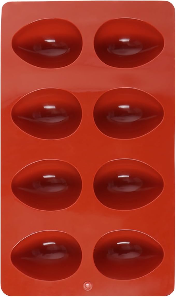 1 Pack Silicone Egg Molds 8 Cavity Easter Silicone Candy Mold 3D Egg-Shaped Silicone Baking Mold for Chocolate, Jello, Mini Cakes, DIY Desserts, Candy, Ice, Pudding, Baking (1, Brick Red) by Unknown
