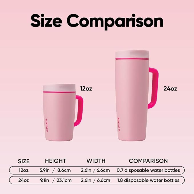 Owala SmoothSip Slider Stainless Steel Insulated Travel Mug with Handle, 100% Leak Proof, For Hot and Cold Drinks, Travel Friendly with Sliding Lock Lid, 12oz, BPA Free, Leak Proof, Pucker Up - Image 6