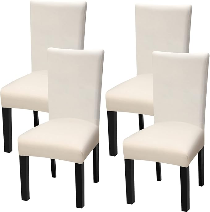 Fuloon 4 Pack Super Fit Stretch Removable Washable Short Dining Chair Protector Cover Seat Slipcover for Hotel, Dining Room, Ceremony, Banquet Wedding Party by Fuloon