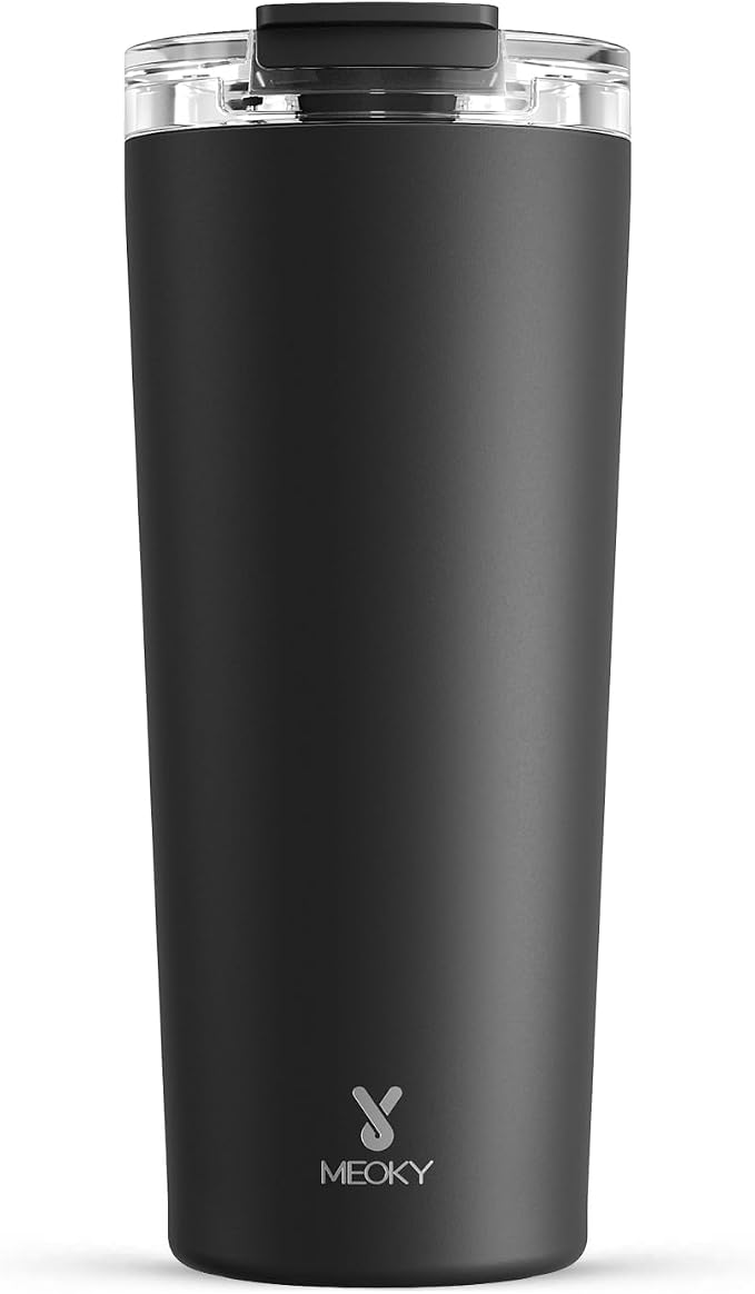 Meoky 24 oz Insulated Travel Coffee Mug: Leak Proof Lid, Night | Stainless Steel Coffee Tumbler, Keeps Hot for 8 Hours or Cold for 24 Hours, Fits in Car Cup Holder, BPA Free by MEOKY