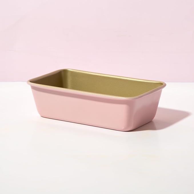 Paris Hilton Nonstick Carbon Steel Bakeware Collection, 9-Inch x 5-Inch Loaf Pan, Dishwasher Safe, Made without PFOA and PFAS, Pink Champagne Two-Tone - Image 6