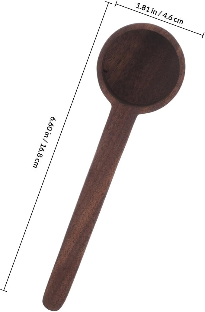 OUNONA Wooden Bath Salt Scoop with Long Handle for Comfortable Massage and Durability, for Home and Hotels, Coffee Color, Small Wooden Spoon for Salts - Image 2