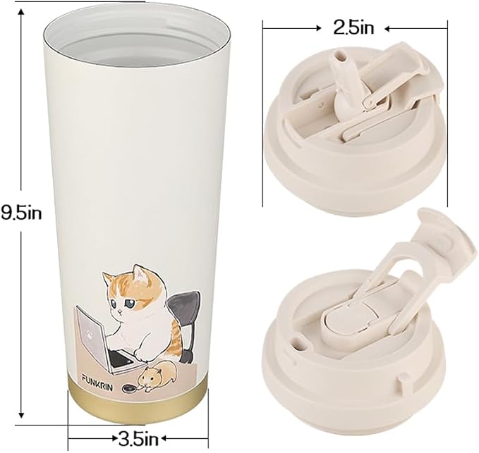 Funkrin Coffee Travel Mug with Flip Lid, 16oz Insulated Tumbler Cup with Ceramic Coating, Double Wall Vacuum Leak-Proof Tumbler for Office School Party Camping - Image 7