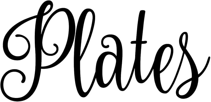 Plates 4w x 2h Label | Kitchen Pantry Organization | Die Cut Vinyl Decal | Black Fancy Font (Sticker Only) by MinglewoodTrading