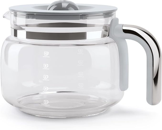 Smeg 50's Retro Style Aesthetic Drip Coffee Machine with 10 Cup Glass Carafe, Auto Start Feature, Keep Warm Plate, and Two Coffee Strength Settings (Black) - Image 3