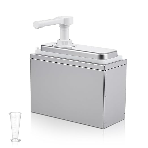 2.11 Quart Stainless Steel Sauce Pump Dispenser,Condiment Pump Station Detachable Leak-Proof Design for Sauce Honey Syrup Dressing,Commercial & Home Kitchen Use (1 Head, 1L)