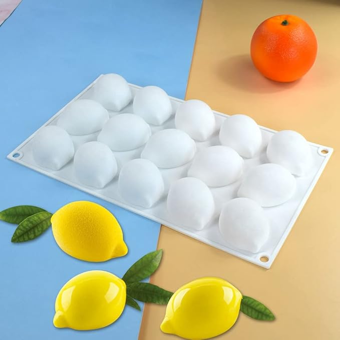 Silicone Mold Baking Pan Non-Stick Baking Pastry Chocolate Cake Dessert DIY Decoration Tools (Lemon V_11.8x6.8x0.11 inch)