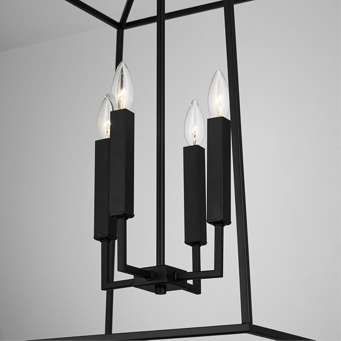 Capital Lighting 537643MB Thea Lantern Foyer Pendant, 4-Light 240 Total Watts, 28" H x 22" W, Matte Black - Image 4