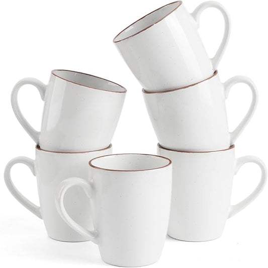 famiware Venus Coffee Mugs for 6, 13 oz Mug Set, Dringking Cup with Handle for Coffee, Tea, Cocoa, Milk, White by Famiware