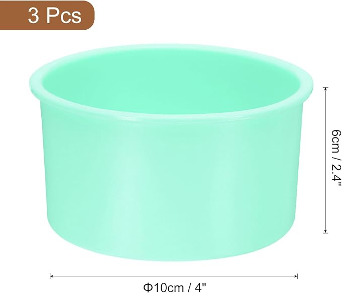 Uxcell 3-Piece Round Silicone Cake Molds, 4-Inch Nonstick & Quick Release for Layer, Smash & Cheese Cakes - Light Green - Image 2