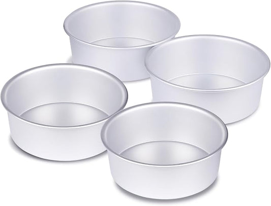 4 x 2 inch Round Cake Pan Set of 4, Aluminum Baking Pans for Mini Cakes, Heavy Duty Non-Stick, Evenly Baking Tools for Home Kitchen, Birthday Wedding Anniversary by HomeMall