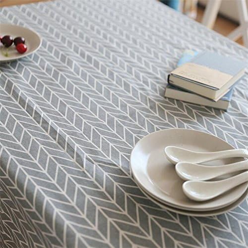 meioro Grey Farmhouse Table Cloth Rectangle Cotton Linen Nordic Twill Tablecloths Wrinkle Free Fabric Arrow Stripe Table Cloths Rustic Cover for Kitchen Dining Party Outdoor Picnic(55 x 120 Inch) - Image 4