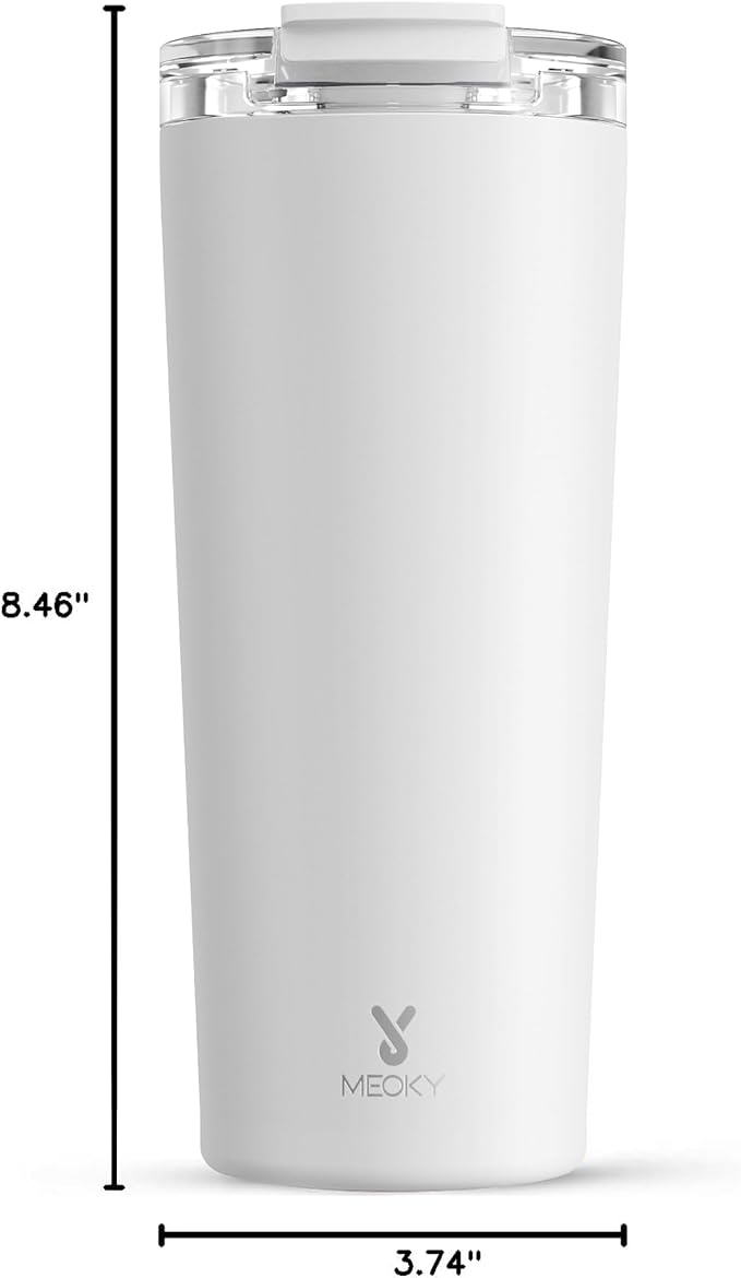 Meoky 24 oz Insulated Travel Coffee Mug: Leak Proof Lid, Ivory | Stainless Steel Coffee Tumbler, Keeps Hot for 8 Hours or Cold for 24 Hours, Fits in Car Cup Holder, BPA Free - Image 3