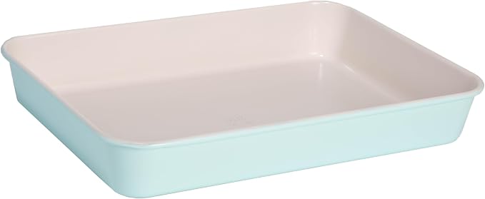 Tasty Clean Ceramic 14-Inch x 10-Inch Roasting Pan, Durable Aluminized Steel for Professional Results, Clean Ceramic Nonstick Coating, Oven Safe to 425°F, Dishwasher Safe, Aqua by Tasty