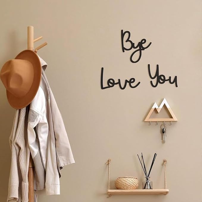 2025 New Year Gift - Cute Metal Door Topper Love You Bye Over Door Frame Decor Corner Sign Black Ornaments Wood Decorations Funny Christmas (Love You Bye-A) - Image 2