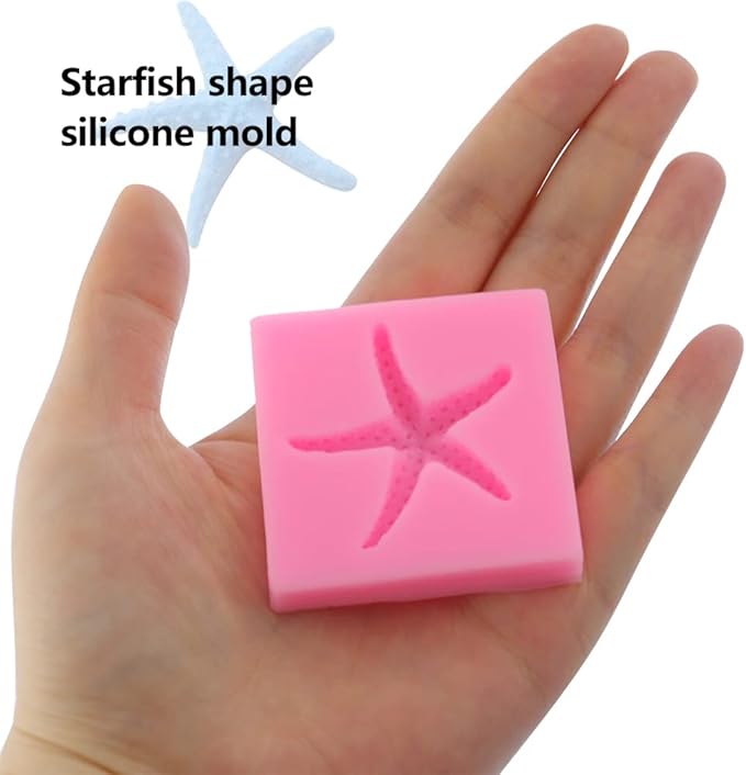 2 Pieces 3D Starfish Silicone Mold DIY Silicone Mold Fondant Pudding Jelly Candy Chocolate Dessert Cake Decoration Baking Tool Handmade Soap Maker