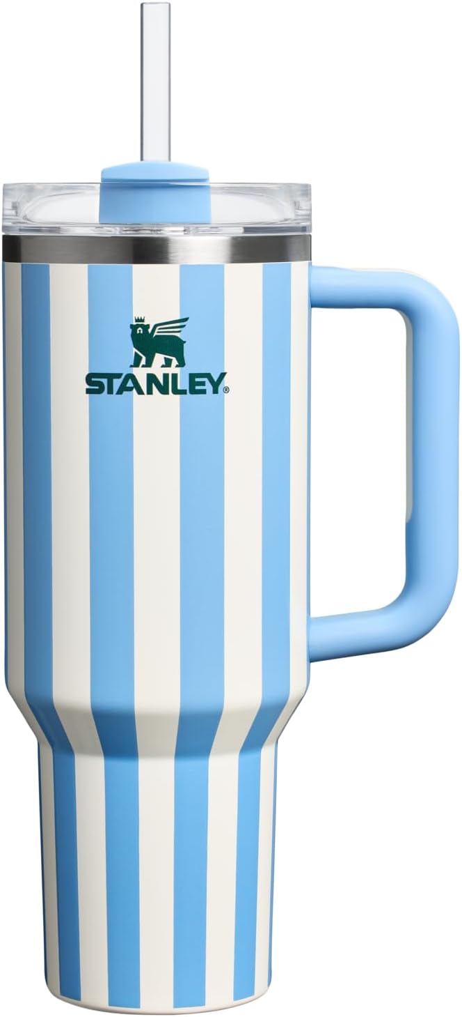 STANLEY Quencher H2.0 Flow State Tumbler, 40 oz, Cornflower Cabana Gloss | Handle and Straw | 3-Position Lid | Cup Holder Compatible for Travel | Insulated Stainless Steel Cup | BPA-Free by Unknown