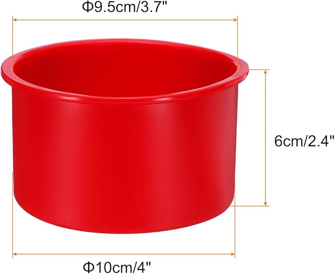 HARFINGTON 6 Pcs Round Cake Pans 4" Nonstick Quick Release Silicone Cake Mould Bakeware Tools for Baking Cupcakes Bread Pizza, Red