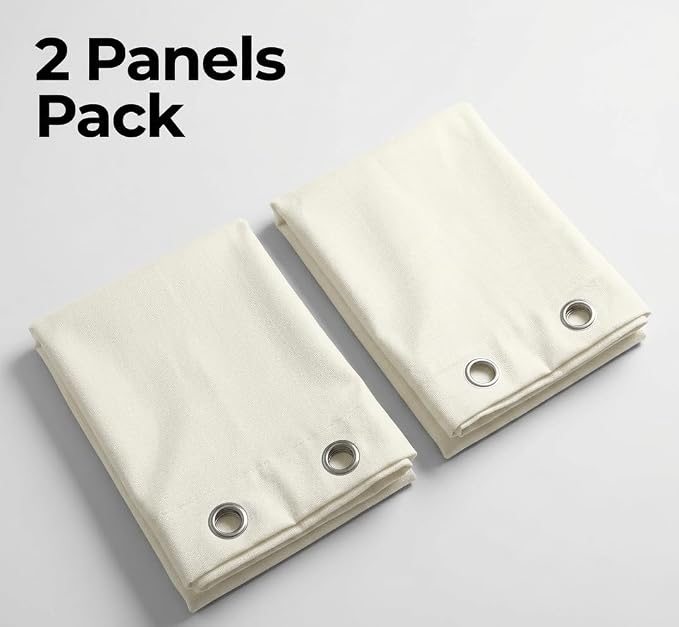 Urban Villa Cotton Grommet Curtains 52x84 (2 Panels) Ivory - Image 5