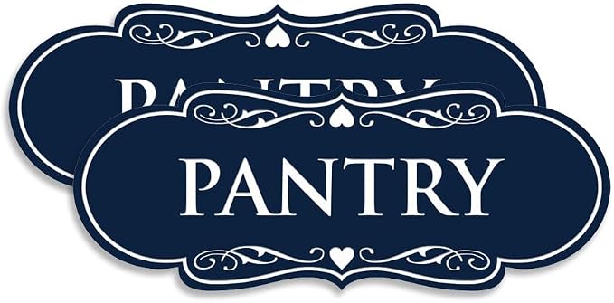 Designer Pantry Sign (Navy Blue/White) - Large (2 Pack) by SignsByLITA