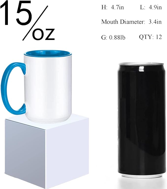 ABBSH Sublimation Mugs, 15oz, 6 Assorted Colors 12Pack - Image 2
