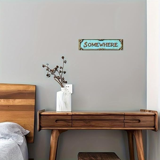 Bar Sign Bar Gifts Vintage Metal Wall Decor Sign"SOMEWHERE" Street Sign Funny Man Cave Decor Accessories for Home, Bar, Bathroom, Bedroom Unique Retro Tin Signs for Outdoor 4 X 16 inches - Image 5