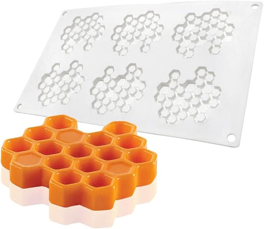 Silicone Honeycomb Molds 3D Honeycomb Bees Lace Mat Fondant Mold Lace Pad Baking Cake Chocolate Candy Mold for Cupcake Decorating Tools Kitchen