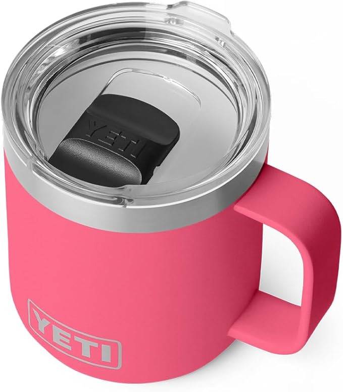 YETI Rambler 10 oz Ceramic Lined Stackable Mug, Vacuum Insulated, Stainless Steel with MagSlider Lid, Tropical Pink by YETI
