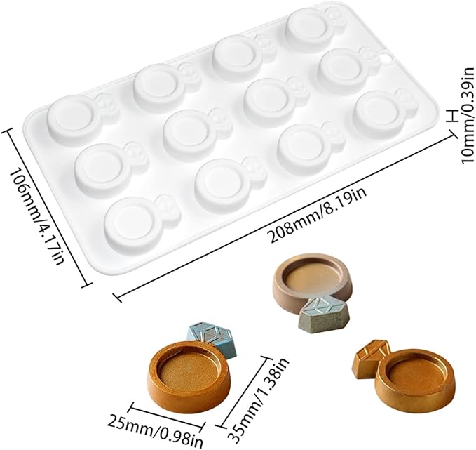mostsom 3D Ring Shape Silicone Dessert Molds, Cake Molds for Baking, Mini Granola Bar, Chocolate Truffles, Whiskey Ice Cube Tray, Fondant Mould, Candy & Gummy Jelly Mold (C_ Ring)