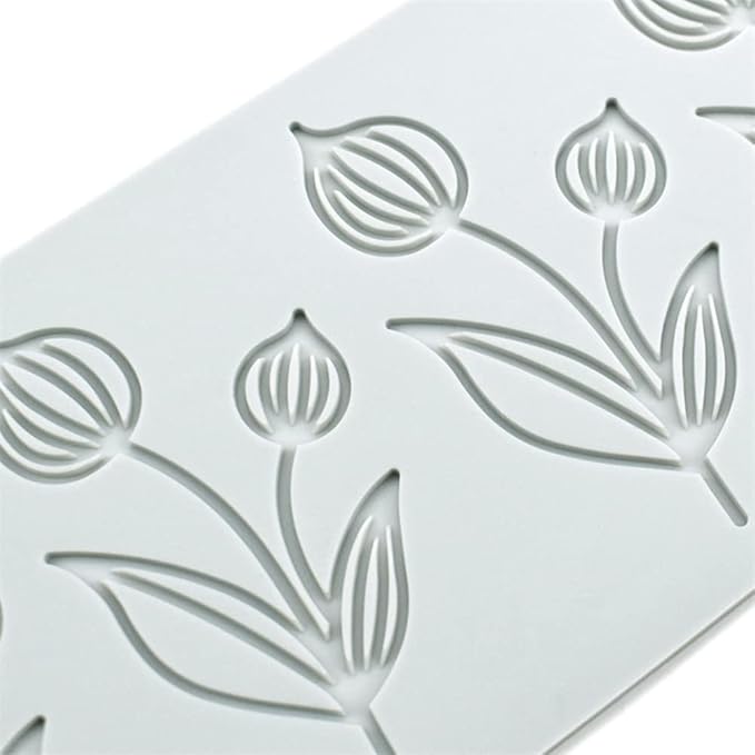 TUKE Tulip Flower Silicone Mold 3D Baking Fondant Lace Pad Cake Silicone Mold Cake Fondant Clay Molds Tulip_10.48 x 3.52 x 0.12 inches BH0957
