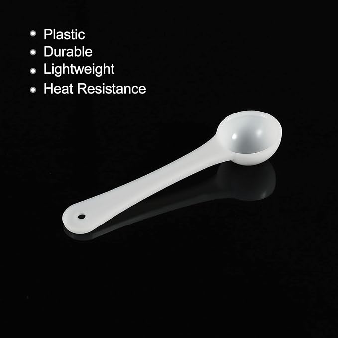 MECCANIXITY Micro Spoons 1 Gram Measuring Scoop Plastic Round Bottom Mini Spoon with Hanging Hole for Home Kitchen Powder Measurement Baking 50Pcs