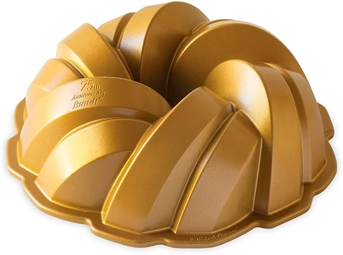 Nordic Ware NW 95577 75th Anniversary Braided Rope Bundt Cake Pan, Gold 12 Cup Capacity by NordicWare