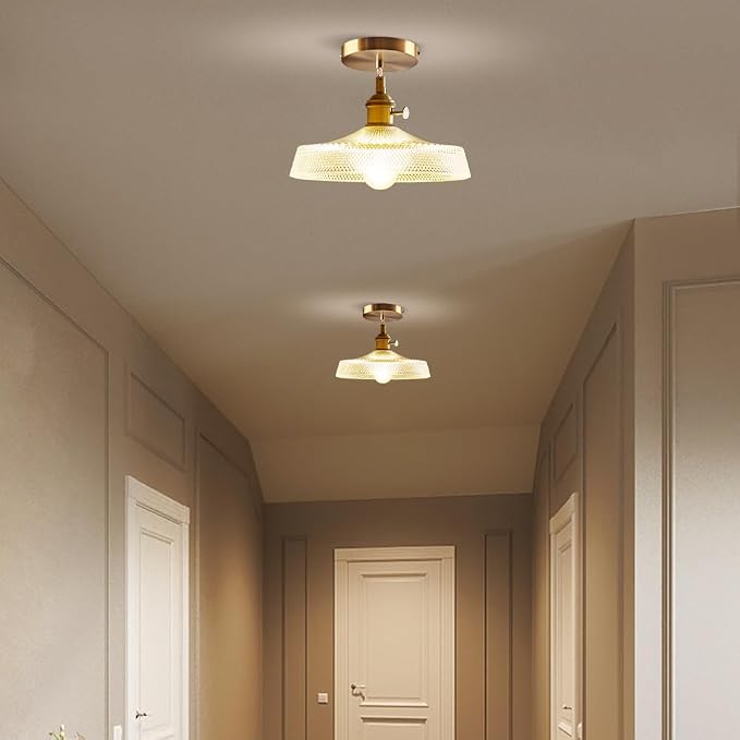 Sedelan Antique Pendant Light, Vintage Pendant Lighting, Glass Kitchen Pendant Lighting Over Island Hallway Bedroom Adjustable Hanging Light Fixture 59.05”, Copper E26, Switch Knob(Bulb Not Included) - Image 2