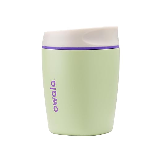 Owala SmoothSip Insulated Stainless Steel Coffee Tumbler, Reusable Iced Coffee Cup, Hot Coffee Travel Mug, Perfect for Cappuccino, BPA Free, 10 oz, Green (Hip Cactus)
