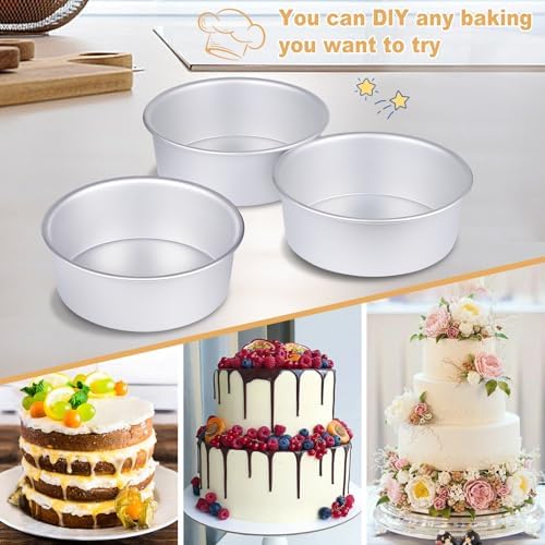 Round Cake Pan Set of 7 (4 Pcs of 4 x 2 inch and 1 Pc of 6 x 3 inch/8 x 3 inch/10 x 3 inch), Aluminum Baking Pans for Layer Cakes, Heavy Duty Non-Stick, Evenly Baking Tools for Home Kitchen - Image 9