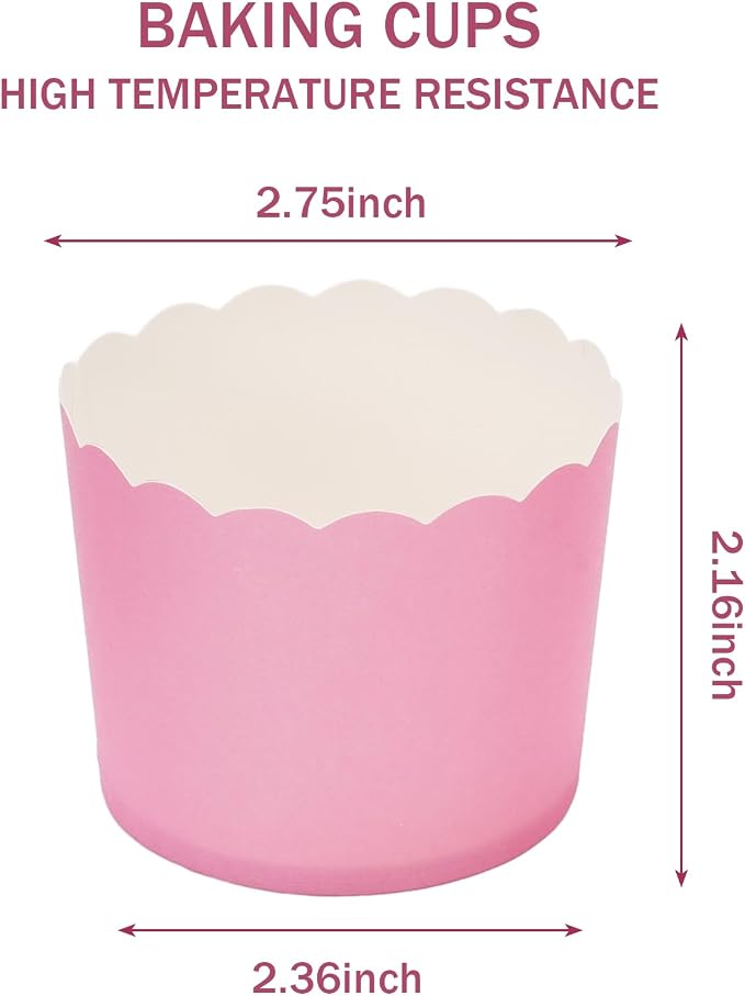 Whaline 120Pcs Valentine's Day Pink Paper Baking Cups Scalloped Edge Cupcake Wrappers Gradient Pink Cupcake Muffin Cases for Valentine Wedding Birthday Baby Shower, 3 Colors - Image 2
