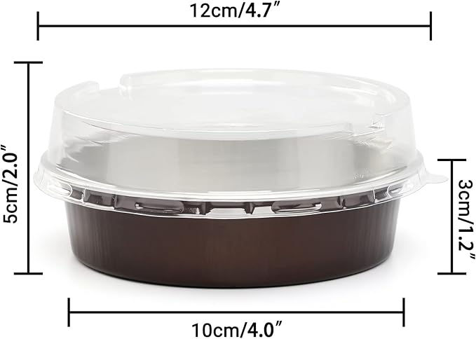 Beasea Disposable Aluminum Cupcake Pans with Lids, 100 Pack 4” 8oz Coffee Mini Baking Pie Foil Tins Small Round Tart Container for Individual Muffin Cheesecake Dessert Ramekins Quiche Oven Dishes - Image 2